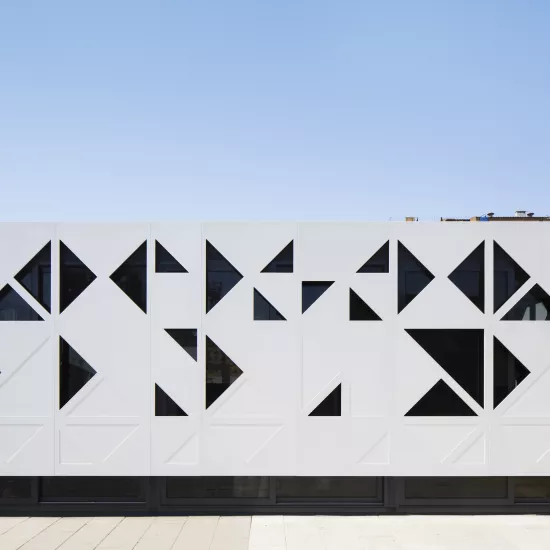 Spectacular HIMACS façade: traditional school architecture meets high-tech material 