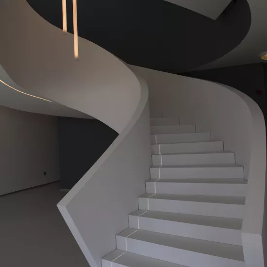 A sculptural staircase in HIMACS