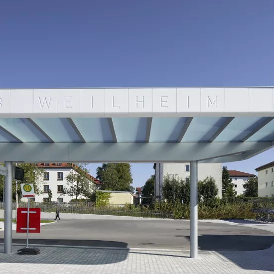 Translucent surround in HIMACS illuminates central bus station in Germany